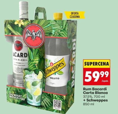 Rum Bacardi Carta Blanca + Schweppes Mojito promocja w Biedronka