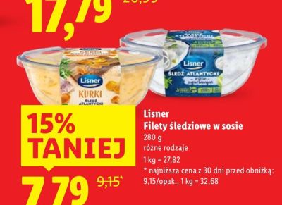 Filety śledziowe Lisner Filety śledziowe w sosie promocja w Lidl