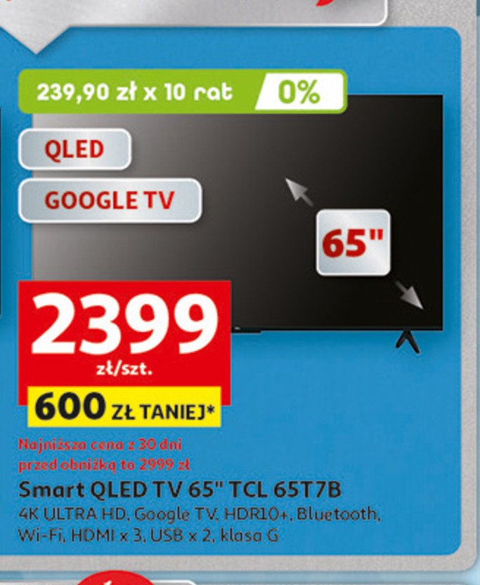 Telewizor qled 65t7b Tcl promocja