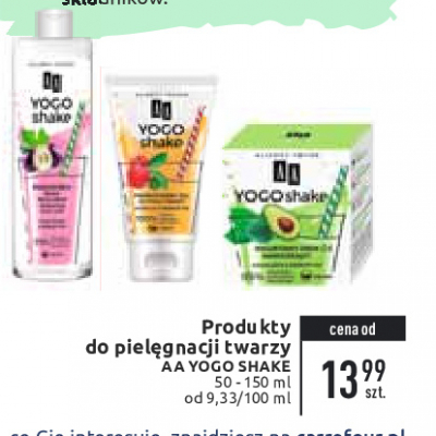 Ogurtowy krem nawilżający awokado&prebiotyki Aa yogo shake promocja