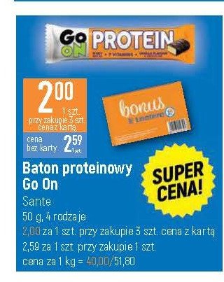 Baton proteinowy waniliowy Sante go on! whey protein promocja
