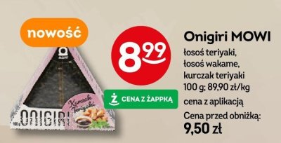 Onigiri MOWI łosoś teriyaki, łosoś wakame, kurczak teriyaki promocja w Żabka