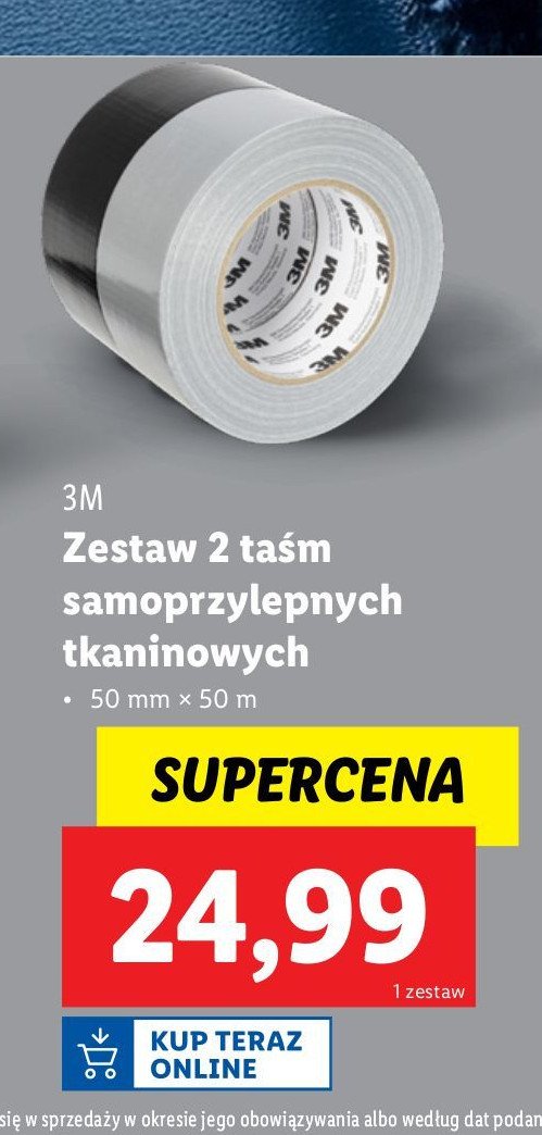 Taśma samoprzylepna tkaninowa 50 mm x 50 m 3m promocja