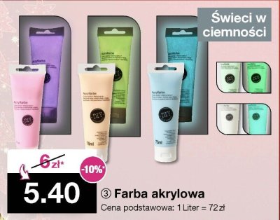 Farba akrylowa świeci w ciemności promocja w Woolworth