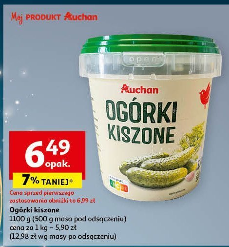 Ogórki kiszone Auchan promocja w Auchan