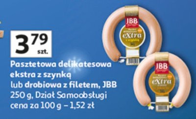 Pasztet pasztetowa delikatesowa ekstra z szynką lub drobiowa z filetem JBB 250 g promocja w Auchan