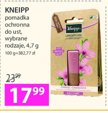 Pomadka ochronna - olejek migdałowy i wosk kandelila Kneipp promocja