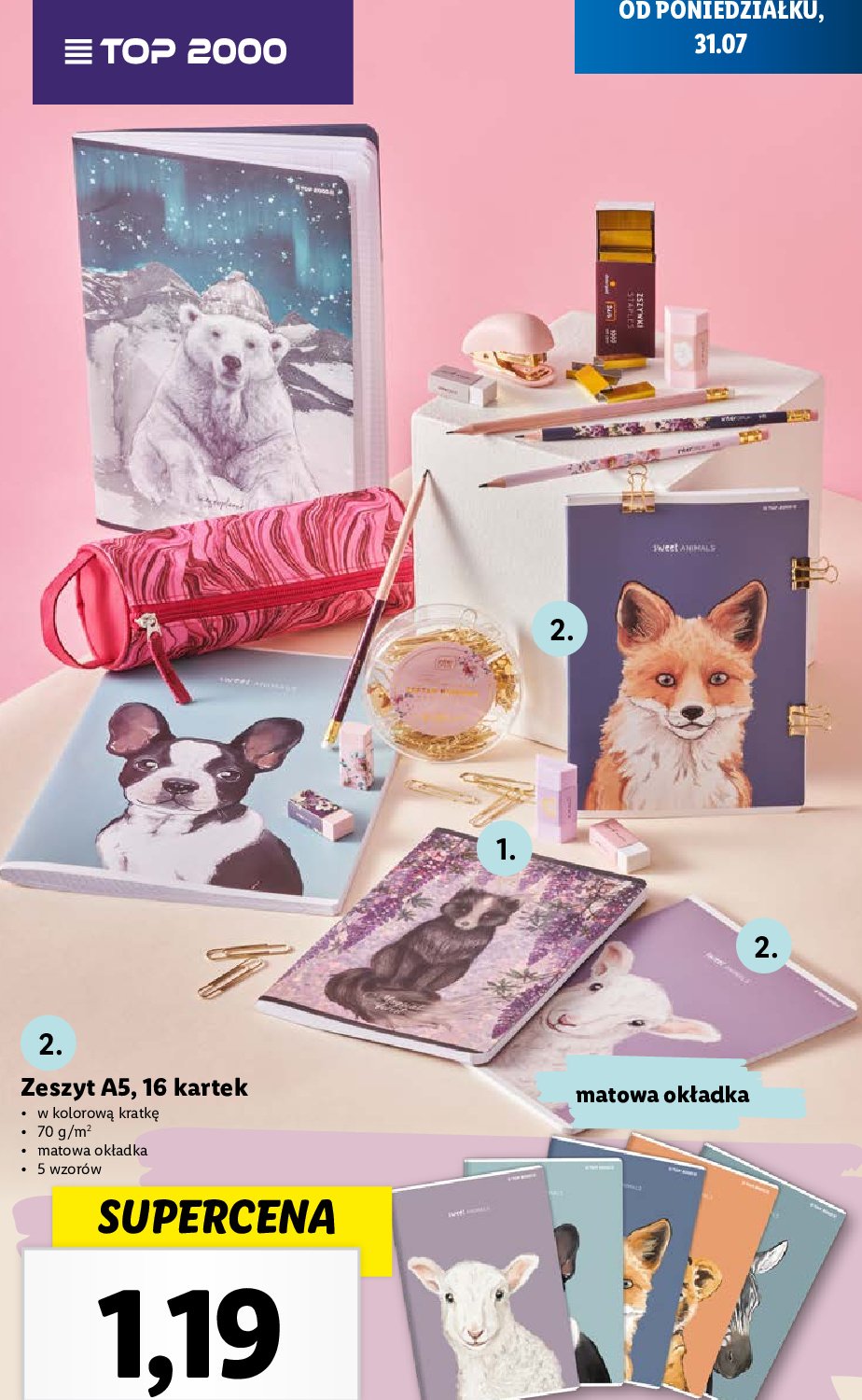 Zeszyt a5 16 kartek kratka matowa ok艂adka Top-2000 promocja