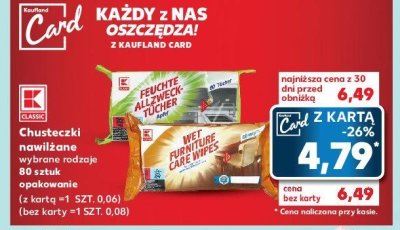 Chusteczki nawilżane uniwersalne jabłkowe K-classic promocja
