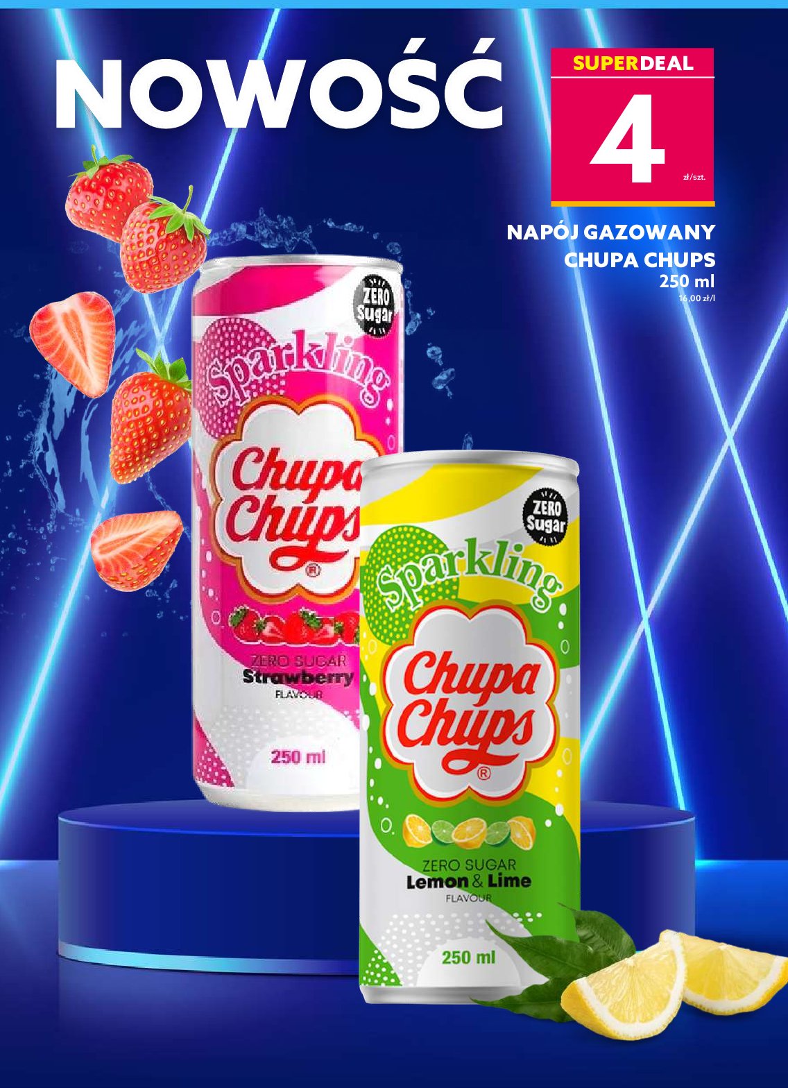 Napój strawberry zero Chupa chups sparkling promocja