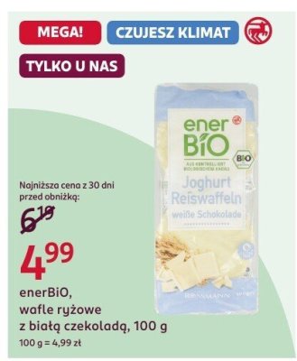 Wafle ryżowe z białą czekoladą enerBIO, 100 g promocja w Rossmann