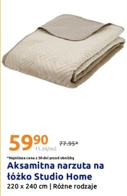 Aksamitna narzuta na łóżko Studio Home promocja w Action