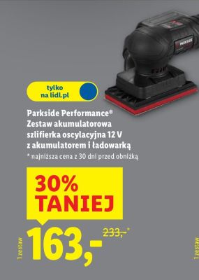 Zestaw akumulatorowa szlifierka oscylacyjna 12V z akumulatorem i ładowarką Parkside Performance promocja w Lidl