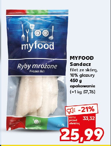 Sandacz - filet ze skórą mrożony Myfood promocja