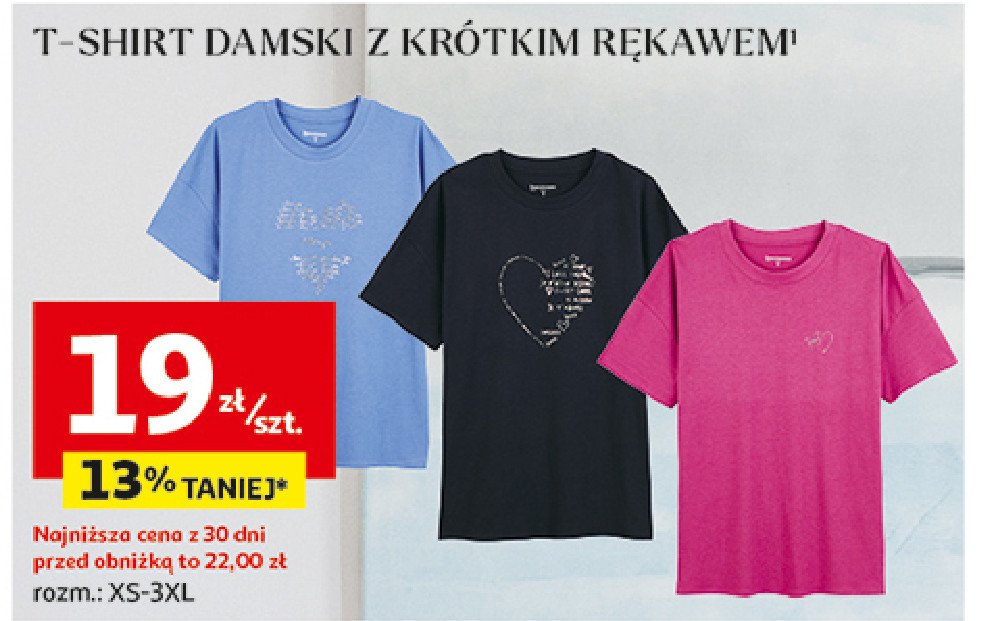 T-shirt damski z krótkim rękawem xs-3xl Auchan inextenso promocja w Auchan