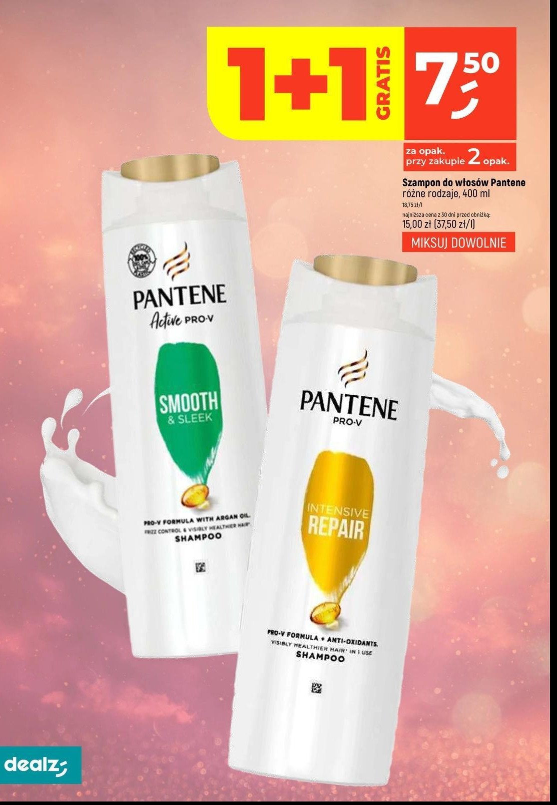 Szampon do włosów smooth & sleek Pantene pro-v promocja