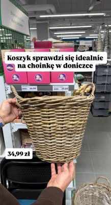 Koszyk rattanowy na choinkę doniczkę promocja w Action