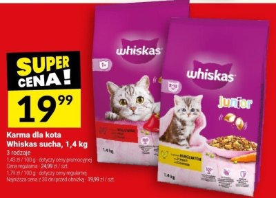 Karma dla kota Whiskas sucha, 1,4 kg promocja w Twój Market