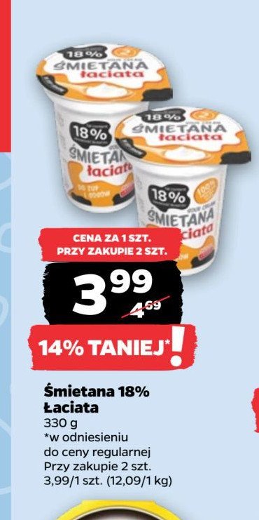 Śmietana 18 % Łaciata promocja w Netto