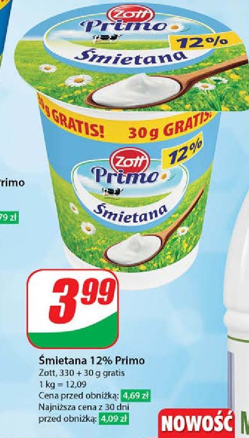 艢mietana 12 % Zott primo promocja