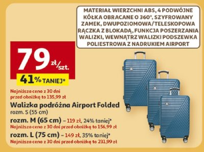 Walizka podróżna Airport Folded rozm. M (65 cm) promocja w Auchan
