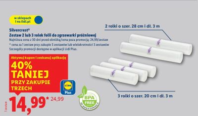 Zestaw 2 lub 3 rolek folii do zgrzewarki próżniowej promocja w Lidl