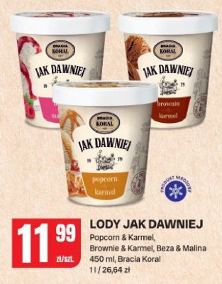 Lody Jak Dawniej Popcorn & Karmel, Brownie & Karmel, Beza & Malina promocja w Chorten