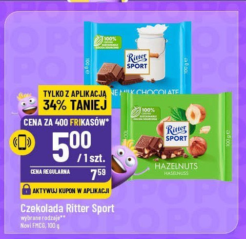 Czekolada mleczna alpejska Ritter sport promocja