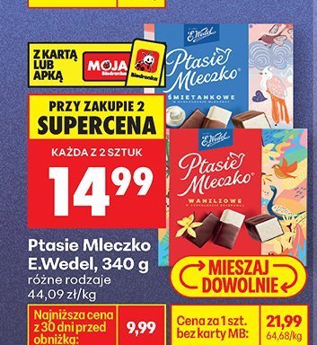 Ptasie Mleczko różne rodzaje E.Wedel promocja w Biedronka