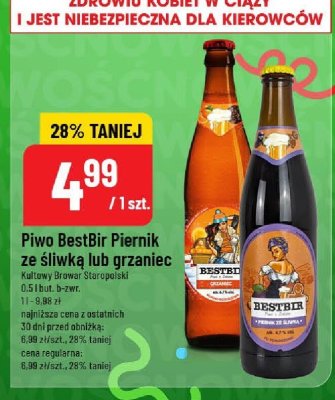 Piwo BestBir Piernik ze śliwką lub grzaniec Kultowy Browar Staropolski promocja w POLOmarket