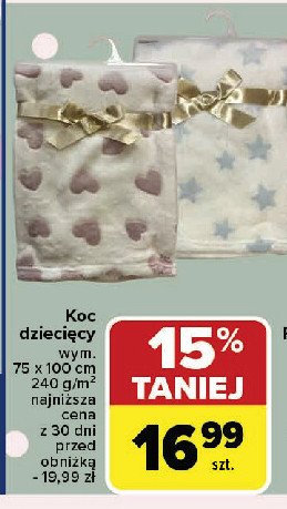 Koc dziecięcy 75 x 100 cm promocja w Carrefour