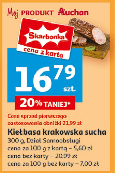 Kiełbasa krakowska sucha Auchan promocja