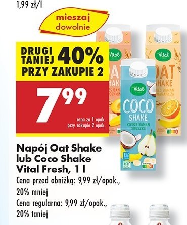 Nap贸j oat shake banan brzoskwinia Vital fresh promocja