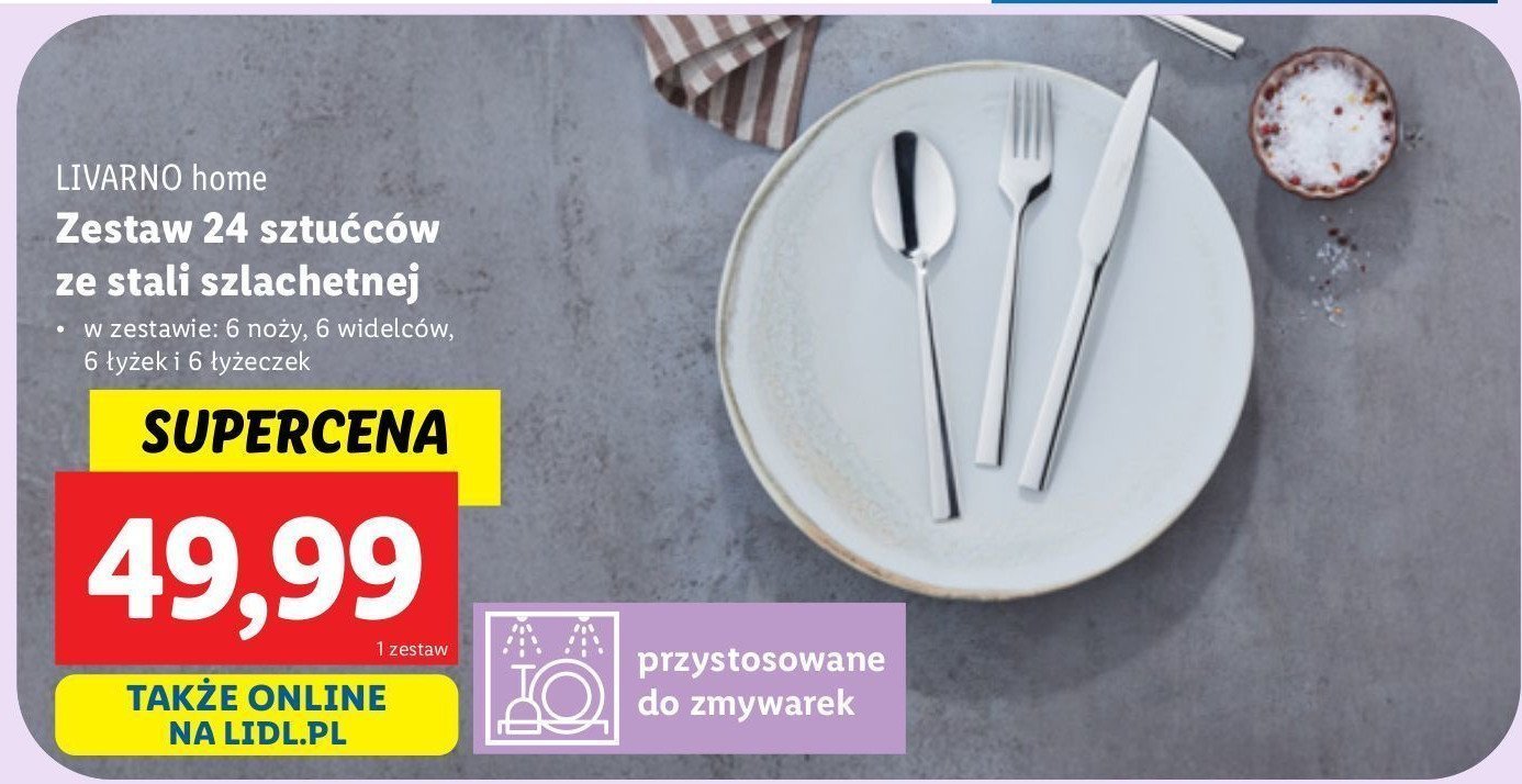 Zestaw sztućcow stal szlachetna LIVARNO HOME promocja