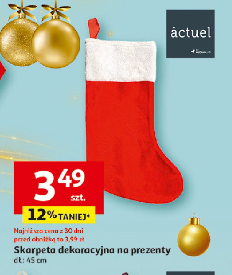 Skarpeta dekoracyjna na prezenty 45 cm Actuel promocja