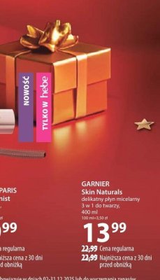 Płyn micelarny GARNIER Skin Naturals micellarny 3 w 1 do twarzy 400 ml promocja w Hebe