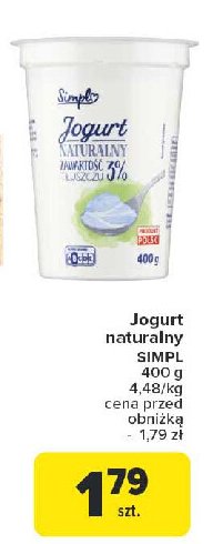 Jogurt naturalny Simpl promocja w Carrefour