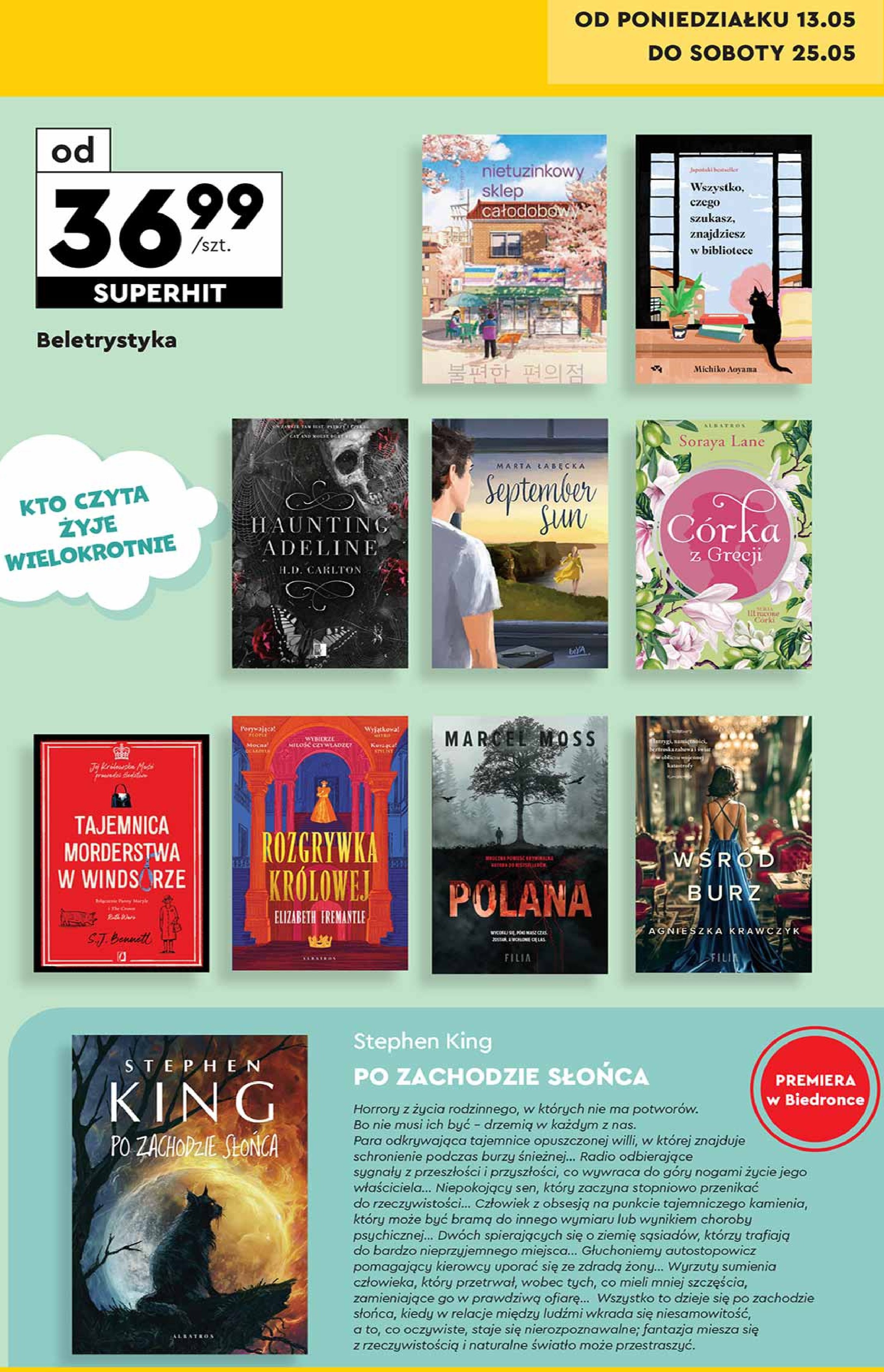 Stephen king "po zachodzie s艂o艅ca" promocja