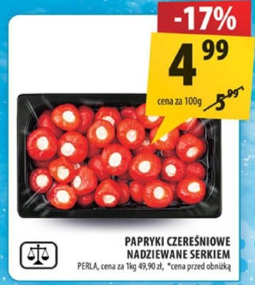 Papryka Papryki czereśniowe nadziewane serkiem 100g promocja w Arhelan