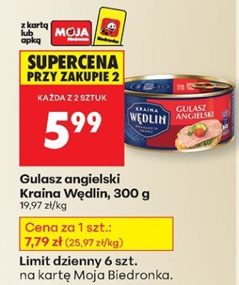 Gulasz angielski Kraina Wędlin, 300 g promocja w Biedronka