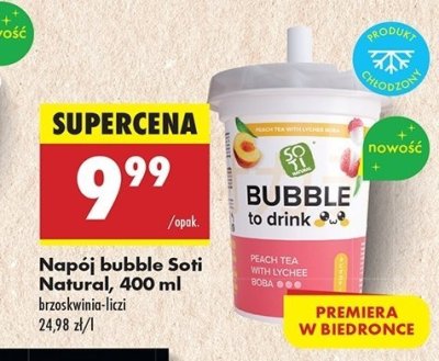 Nap贸j bubble tea brzoskwinia-liczi Soti promocja