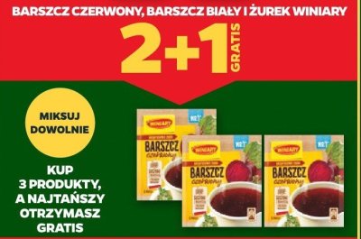 Barszcz czerwony, biały i żurek Winiary 2+1 GRATIS promocja w Netto