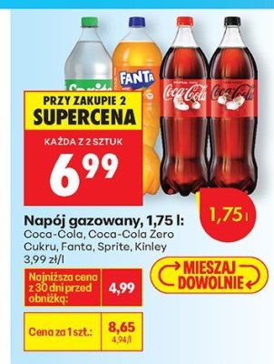 Napój gazowany Coca-Cola 1,75 l promocja w Biedronka