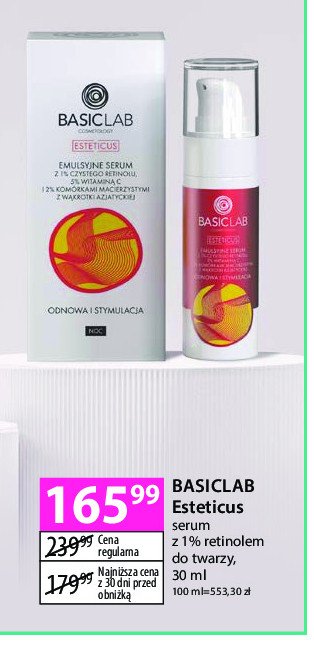 Serum z retinolem na noc BASICLAB ESTETICUS promocja w Hebe