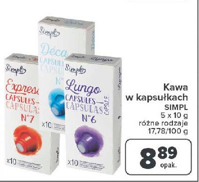 Kapsułki do kawy n4 Simpl promocja