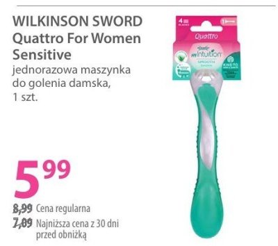 Maszynka do golenia damska Wilkinson Sword Quattro For Women Sensitive promocja w Hebe