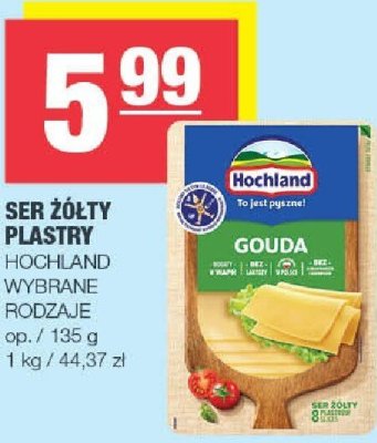 Ser żółty plastry Gouda Hochland wybrane rodzaje promocja w SPAR