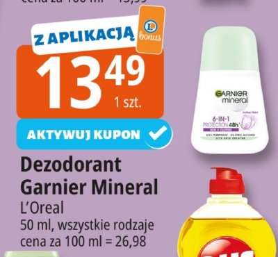 Dezodorant Garnier Mineral L'Oreal 50ml promocja w Leclerc
