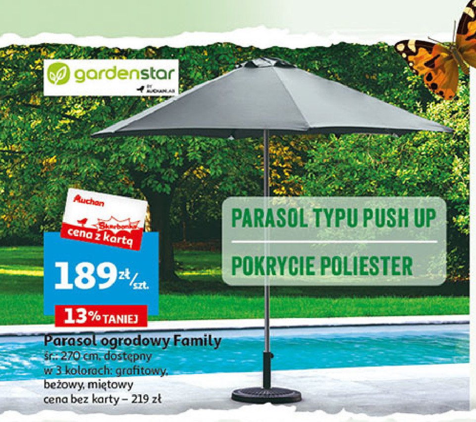 Parasol ogrodowy family 270 cm Garden star promocja