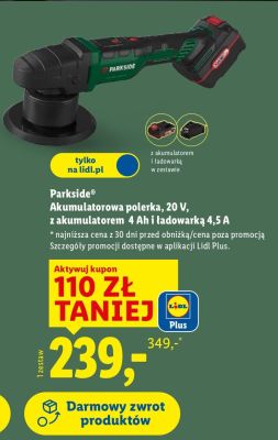 Akumulatorowa polerka, 20 V, z akumulatorem 4 Ah i ładowarką 4.5 A promocja w Lidl
